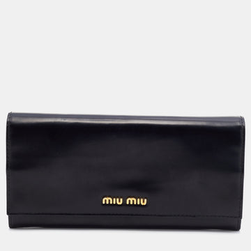 Miu Miu Black Matte Leather Continental Wallet