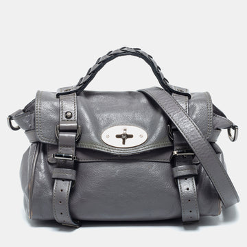 Mulberry Grey Leather Mini Alexa Top Handle Bag