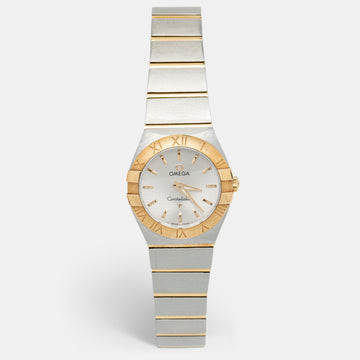 Omega Silver 18k Yellow Gold Stainless Steel Constellation 123.20.24.60.02.002 Women's Wristwatch 24 mm