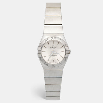 Omega Silver Stainless Steel Constellation 123.10.27.60.02.001 Women's Wristwatch 24 mm
