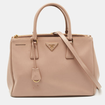 Prada Dusty Pink Saffiano Leather Medium Double Zip Tote