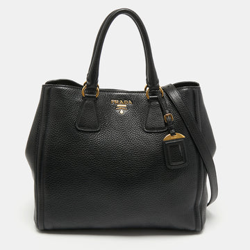 Prada Black Vitello Daino Leather Tote