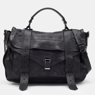 Proenza Schouler Black Leather Medium PS1 Top Handle Bag