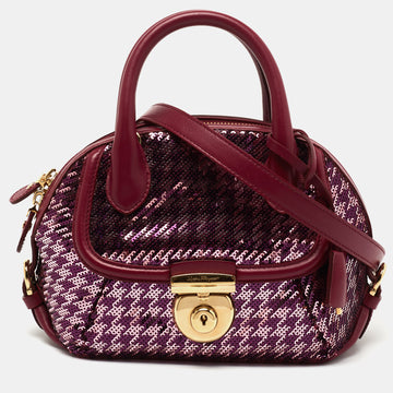 Salvatore Ferragamo Purple Sequin Embellished Mini Fiamma Satchel