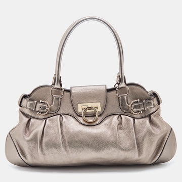 Salvatore Ferragamo Metallic Leather Marisa Satchel