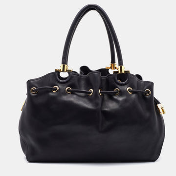 Salvatore Ferragamo Black Leather Sonia Tote