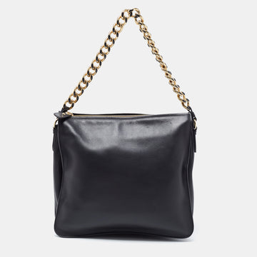 Salvatore Ferragamo Black Leather Chain Shoulder Bag