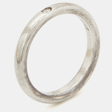 Tiffany & Co. Elsa Peretti Diamond Sterling Silver Band Ring Size 49