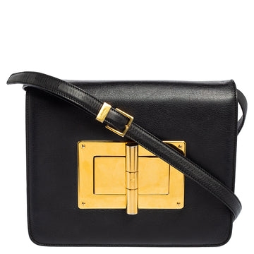 Tom Ford Black Leather Large Natalia Shoulder Bag