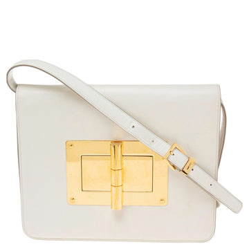 Tom Ford White Leather Large Natalia Shoulder Bag