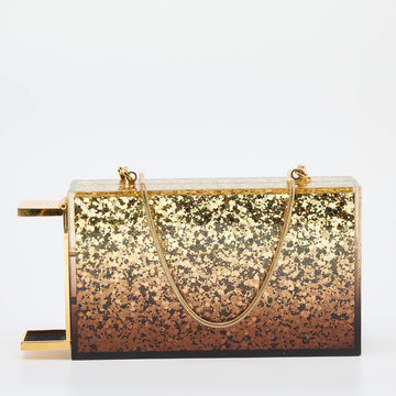 Tom Ford Metallic Gold Ombre Plexiglass Minaudiere Clutch