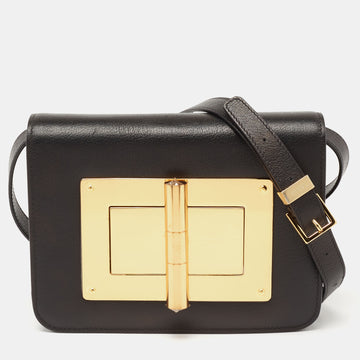 Tom Ford Black Leather Small Natalia Shoulder Bag