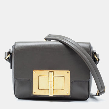 Tom Ford Grey Leather Small Natalia Crossbody Bag