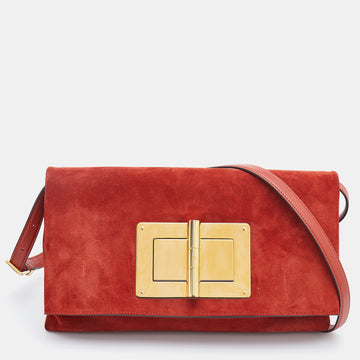 Tom Ford Rust Orange Suede Natalia Convertible Clutch