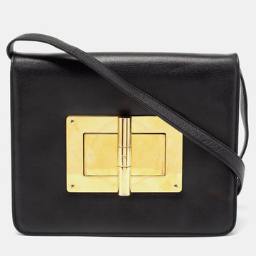 Tom Ford Black Leather Large Natalia Shoulder Bag