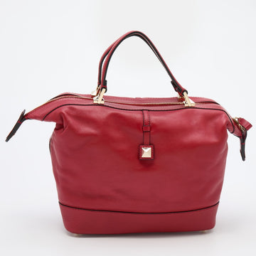 Valentino Red Leather Roman Stud Satchel