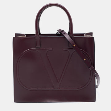 Valentino Burgundy Leather VLogo Tote