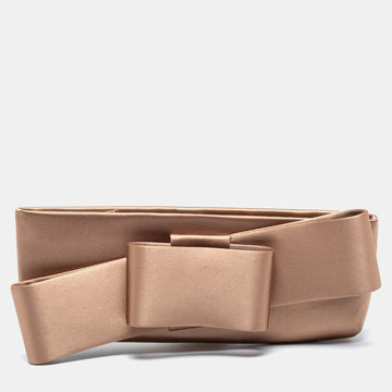 Valentino Beige Satin Bow Clutch