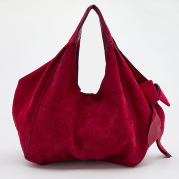 Valentino Red Suede Bow Hobo