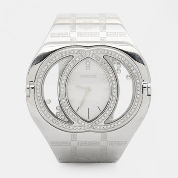 Versace Silver Diamond Stainless Steel Eclissi 73Q Women's Wristwatch 39 mm