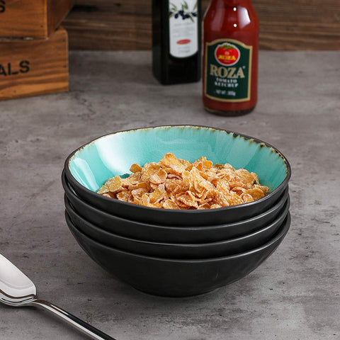 Radiante 4/8/12 Pieces Ceramic Pottery Vintage Bowl Set (550 ml) - Nordic Side - 4812, 550, Bowl, Ceramic, Cereal, Coco, Dessert, ml, Pieces, Pottery, Rice, Set, SoupMixingSaladNoodleRamen,