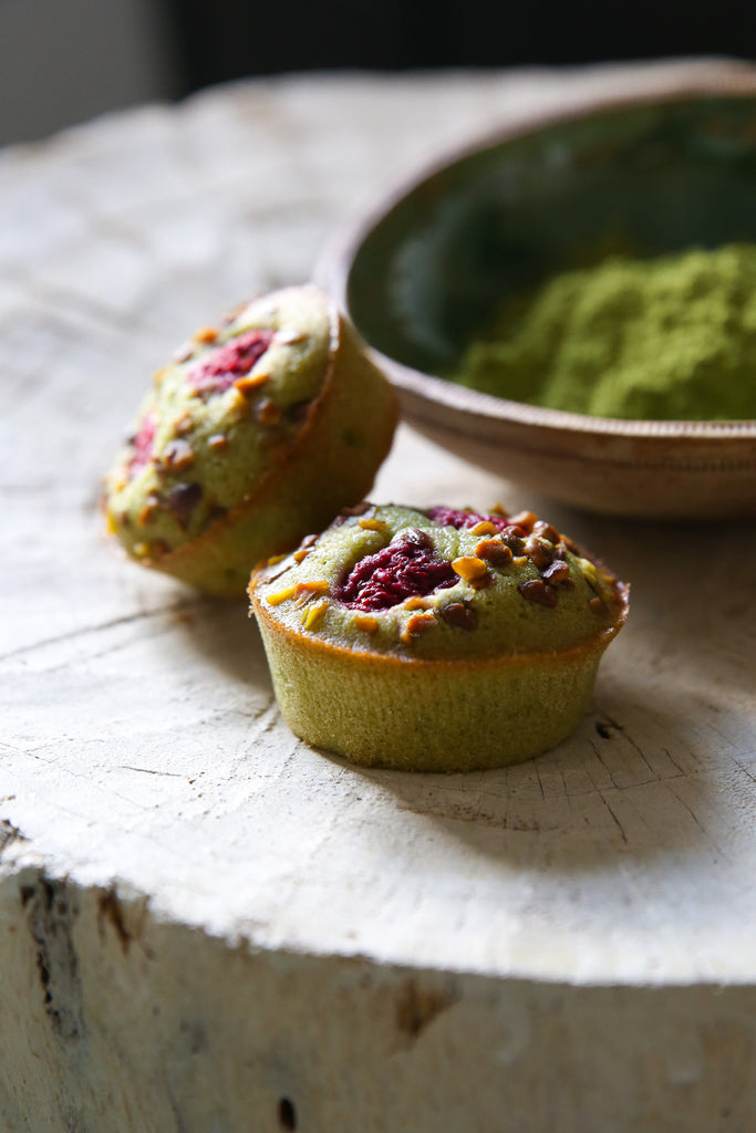 Matcha and raspberry financiers