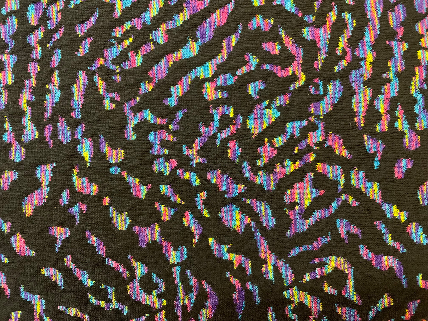 Multicolor Black Textured Print Poly Double-Knit