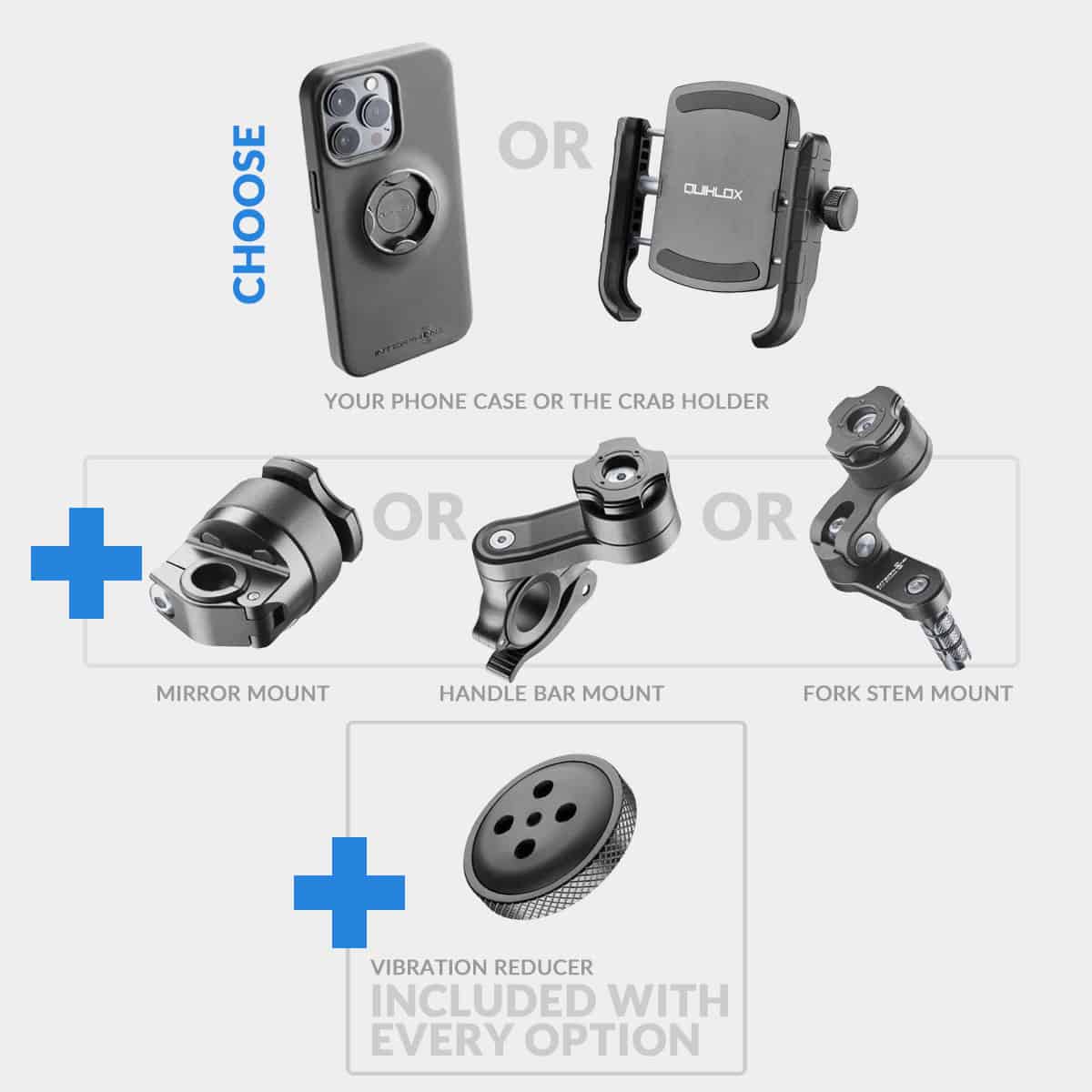 QuikLox Handlebar Mount and Phone Holder Bundle - iPhone 12 13 14