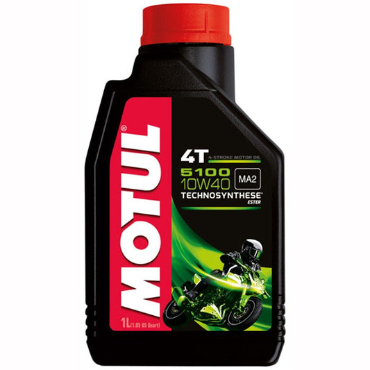 Motul Semi-Synthetic 5100 10W40 4T Oil - Black - Browse our range of Care: Oils & Liquids - getgearedshop 