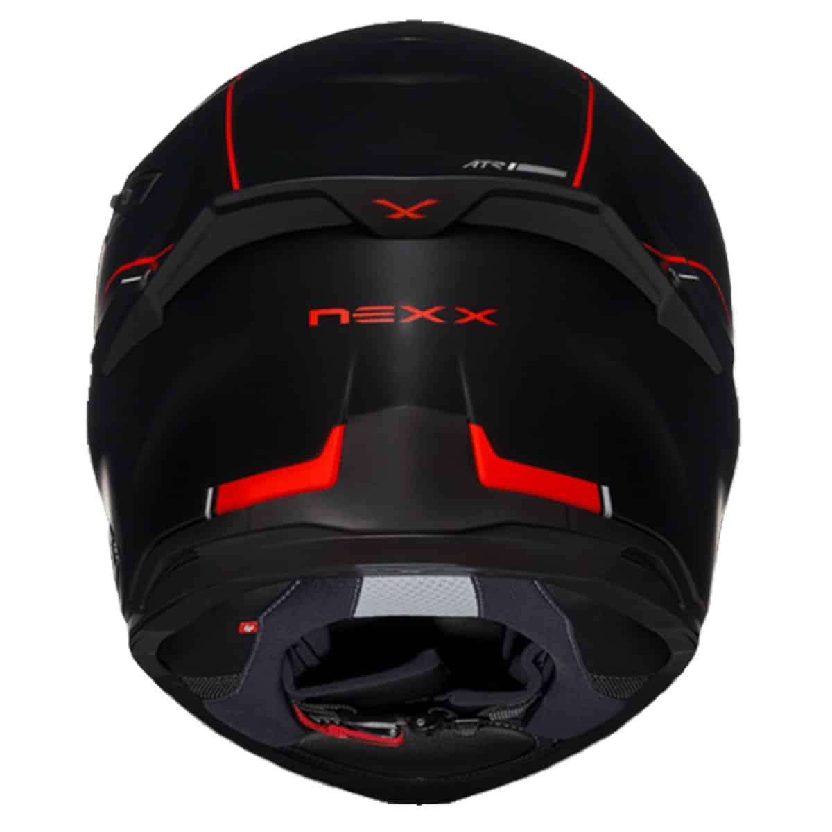 Nexx SX.100R Frenetic Full Face Helmet: A sporty entry-point motorbike helmet with great aero-dynamics & a drop down visor back view