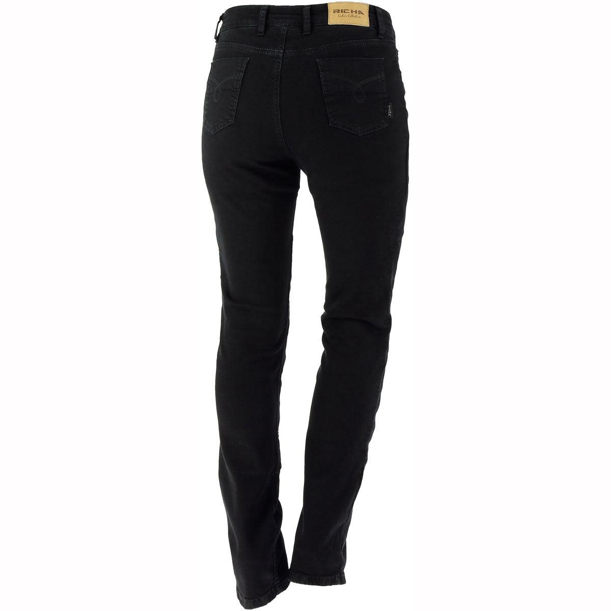 Richa Nora Jeans Ladies 32in Leg Black - Armoured Jeans