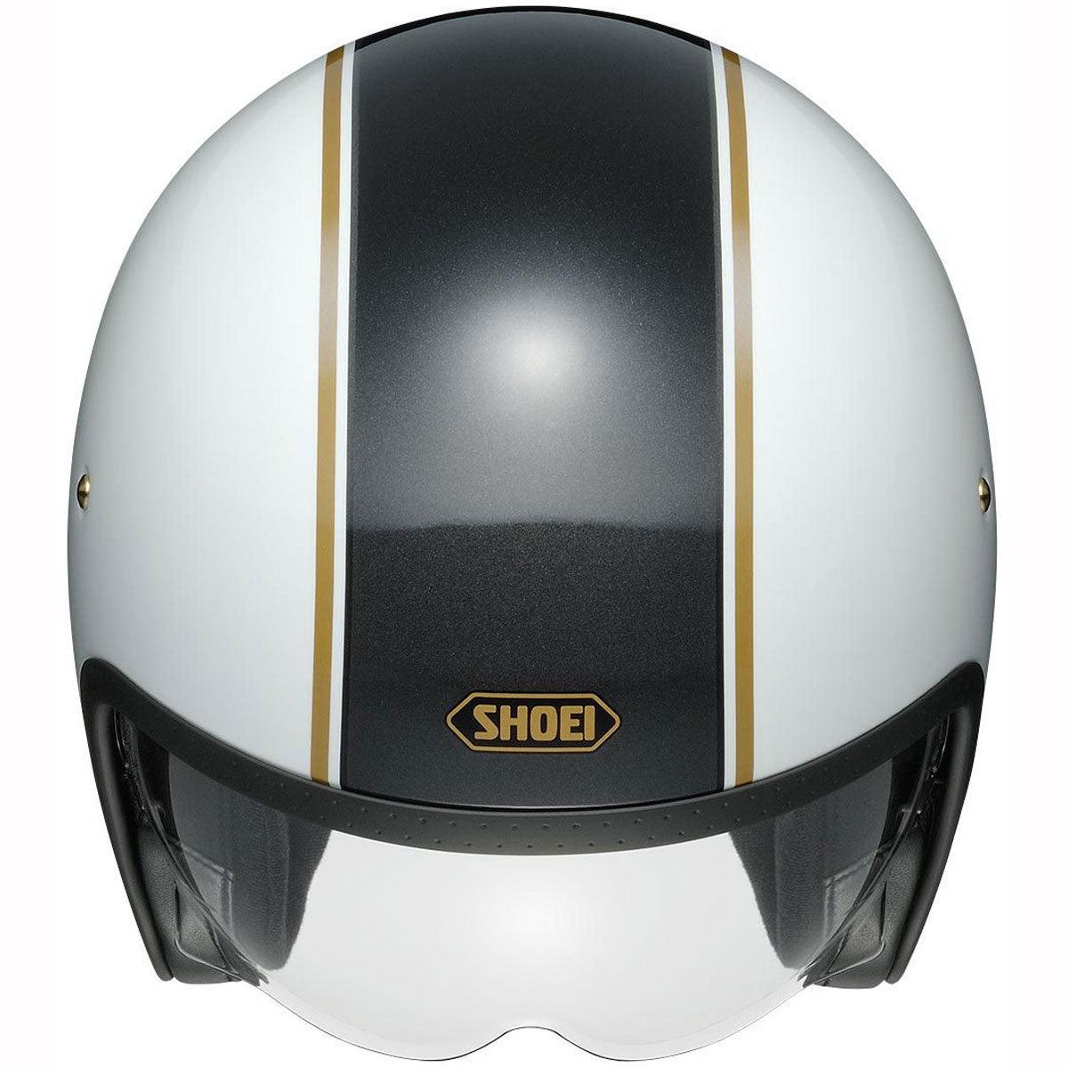Shoei J-O Carburettor TC6 Helmet - White Black Gold - Browse our range of Helmet: Open Face - getgearedshop 