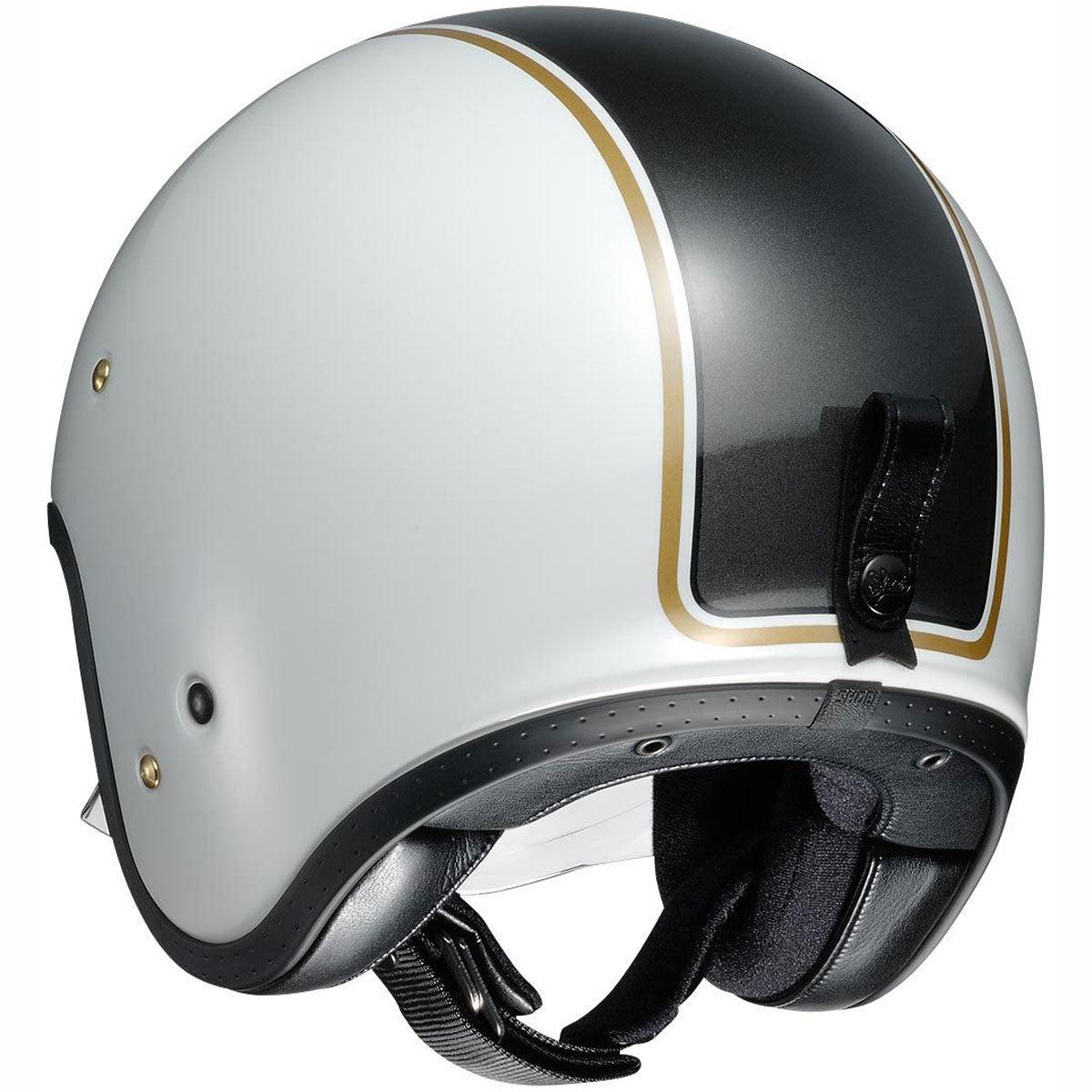 Shoei J-O Carburettor TC6 Helmet - White Black Gold - Browse our range of Helmet: Open Face - getgearedshop 