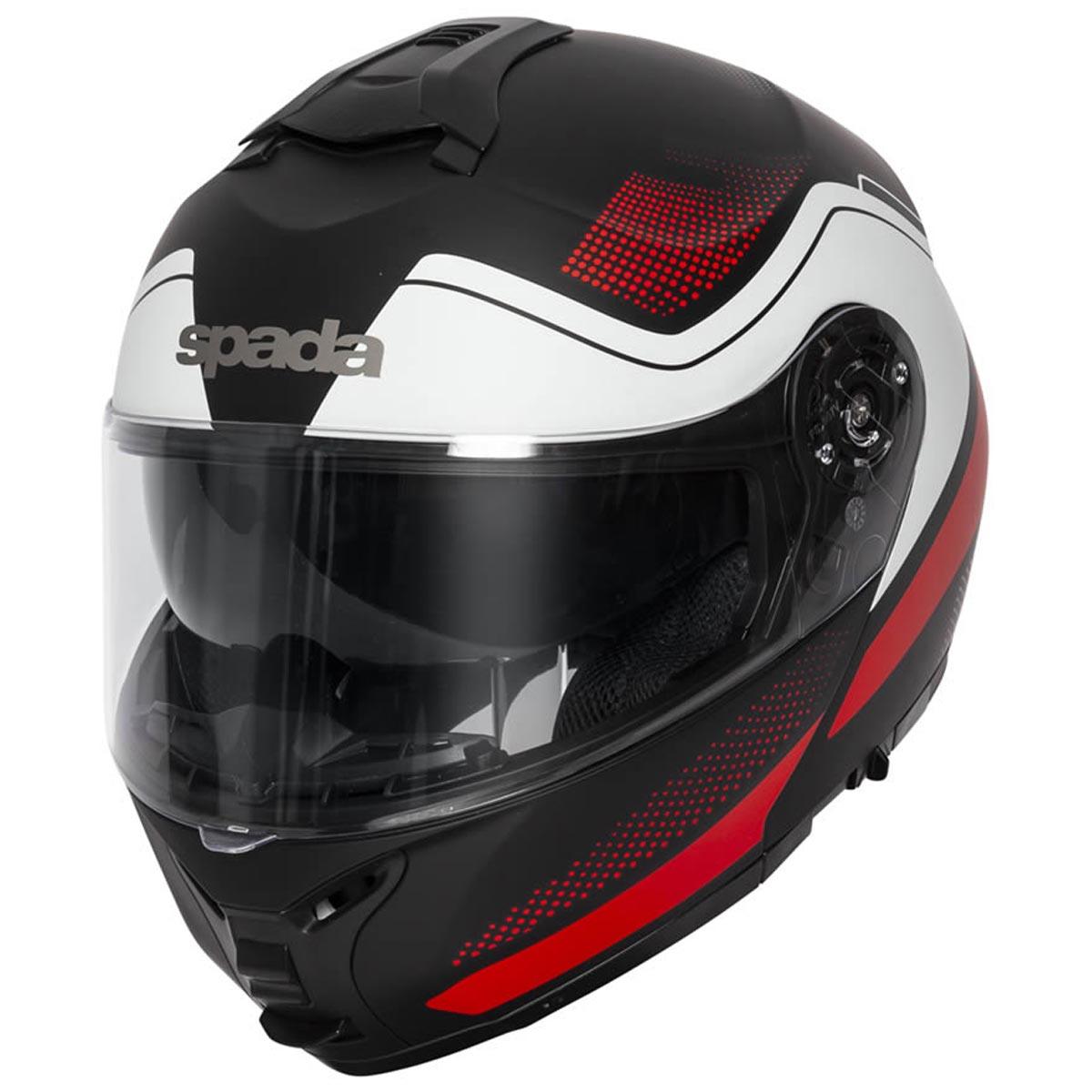 Spada Orion Pixel Flip Front Helmet - Matt Black Red White - Browse our range of Helmet: Flip Up - getgearedshop 