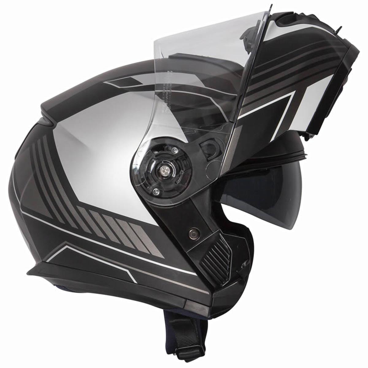 Spada Orion Whip Flip Front Helmet - Matt Black Silver - Browse our range of Helmet: Flip Up - getgearedshop 