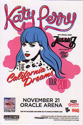 VERY NICE MINT ORIGINAL KATY PERRY OAKLAND CA ORACLE ARENA POP CONCERT HANDBILL