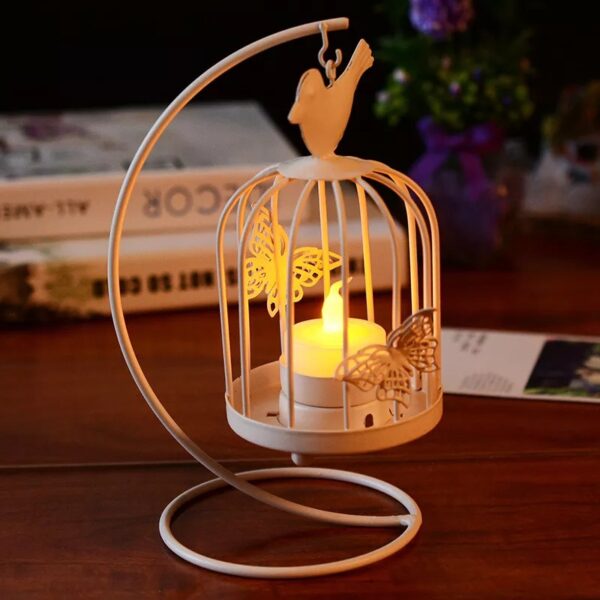 New Vintage Small Birdcage Candle Lantern Tealight Holder Butterfly Grey 