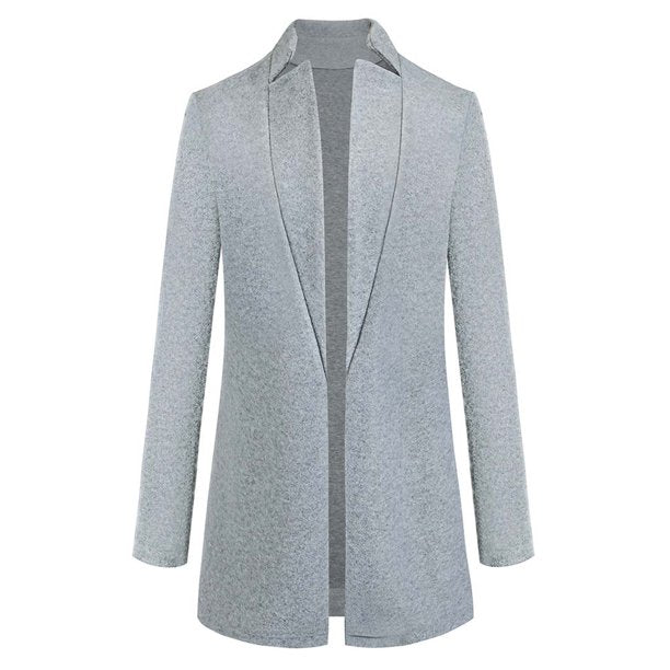 Women's Fashion Solid Long Sleeve Jacket Stand-up Collar Faux Wool Winter Coat - Nowena Store