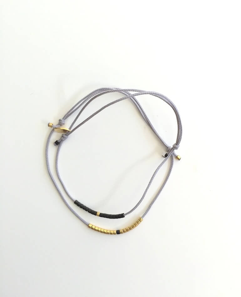 Light Grey Thread and Black Bead Bracelet | Sab + Sab Jewellery | BackstreetShopper.com.au