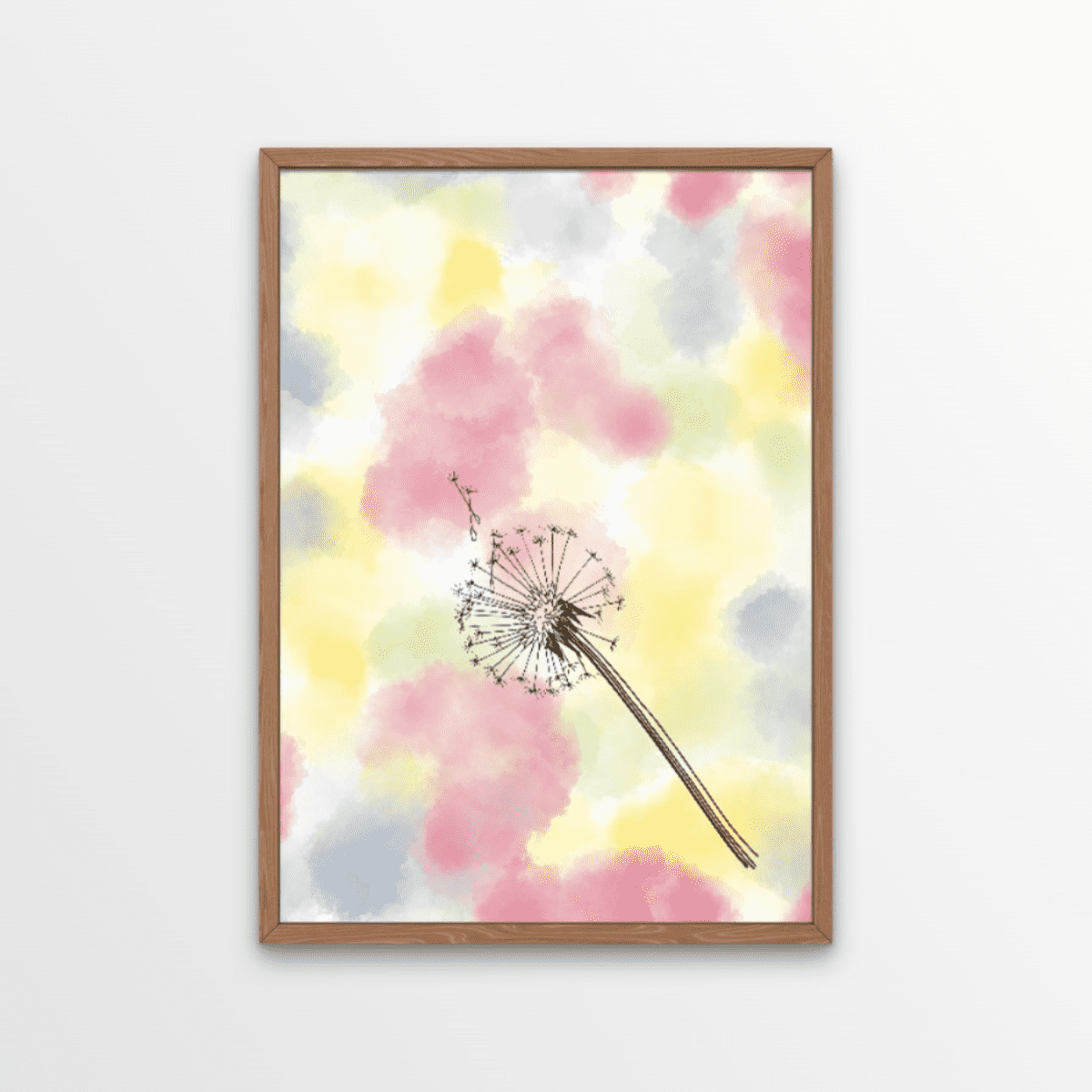 dandelion blowing in the wind drawing