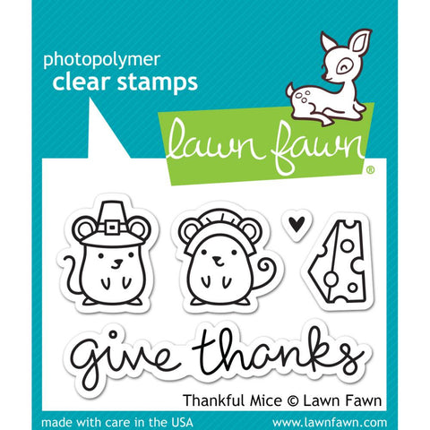 Lawn Fawn Clear Stamps - Thankful Mice 3" x 2" (Coordinates with "Thankful Mice Die")
