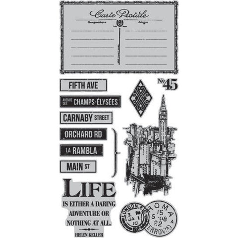 Hampton Art, Graphic 45 Cityscapes Cling Stamps - Three