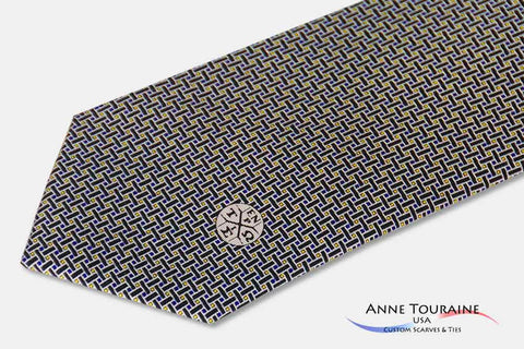 Custom made printed ties with thin lines and thin motifs