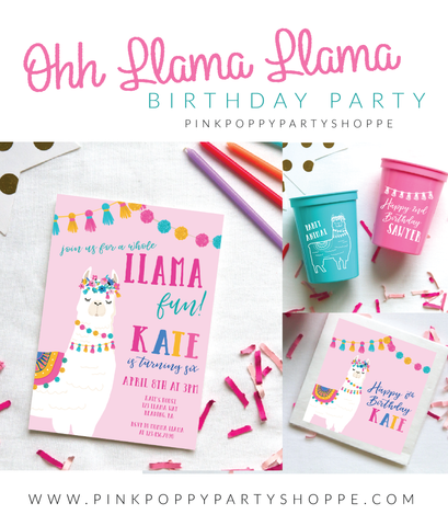 Llama Birthday Party Collection by Pink Poppy Party Shoppe