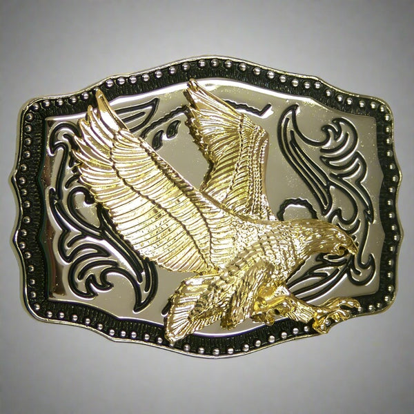 gold and silver belt buckles