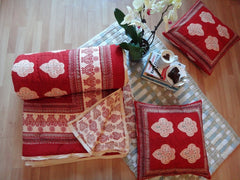 Mughal Glory~Luscious Red & Coral Rose~Exotic Indian Quilt