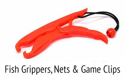 Fish grippers, nets and game clips
