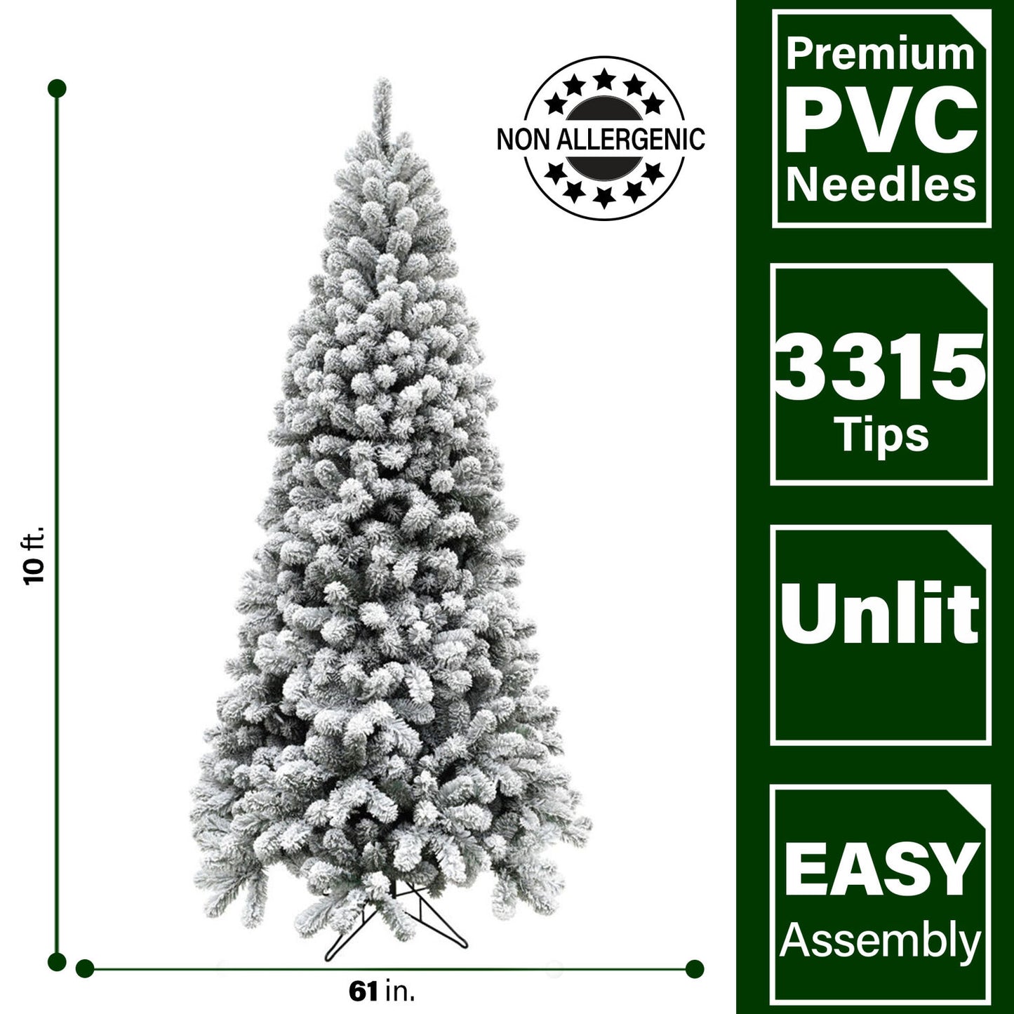 Fraser Hill Farm Alaskan Flocked Christmas Tree, 10 Feet Tall