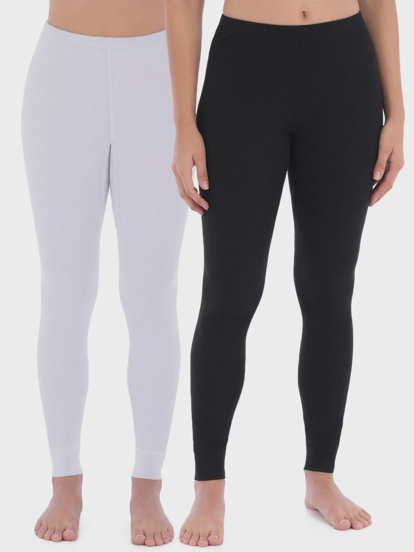 Fruit of the Loom Women's and Women's Plus Long Underwear Waffle Thermal Bottoms, 2-Pack