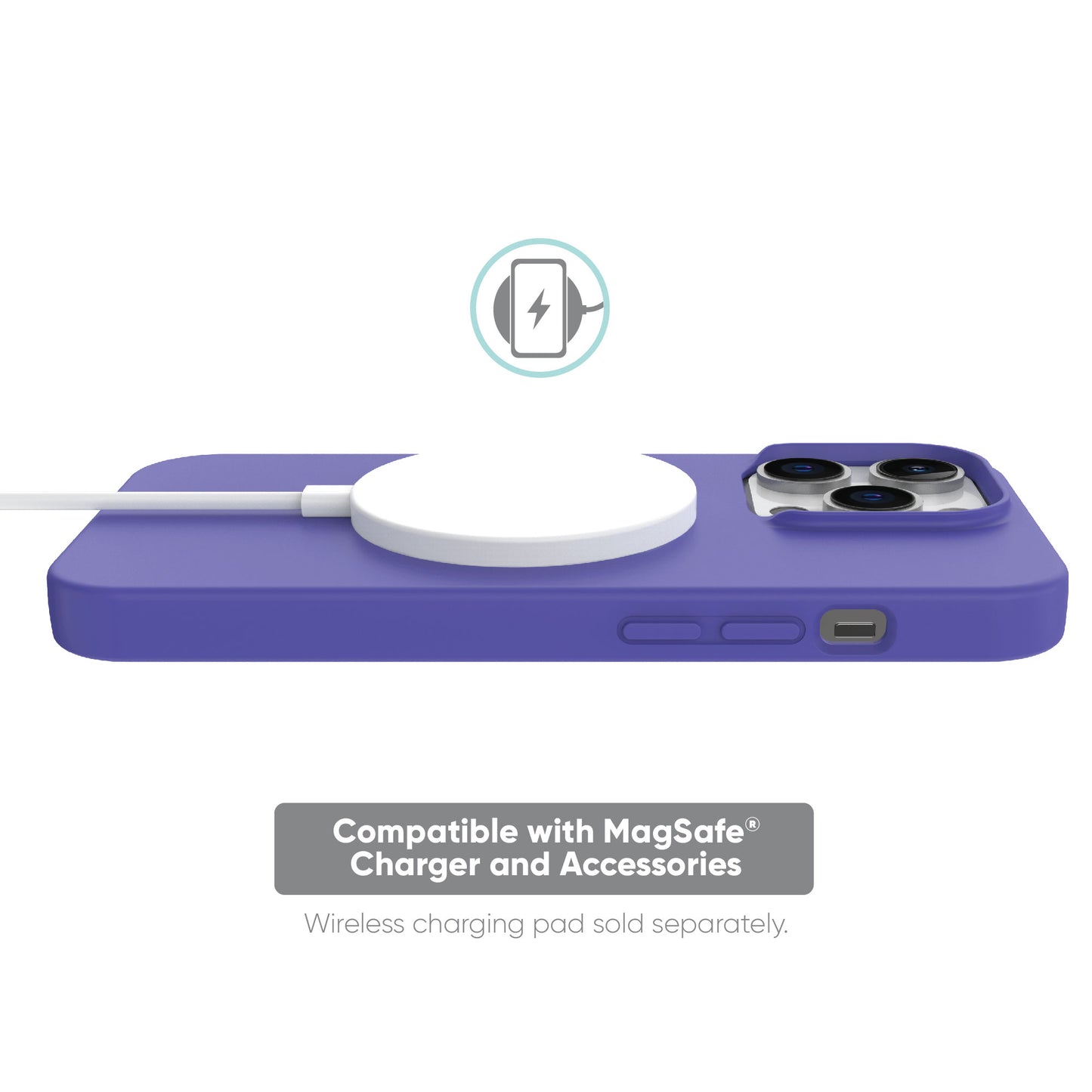 onn. MagSafe Compatible Silicone Case for iPhone 14 Pro - Purple